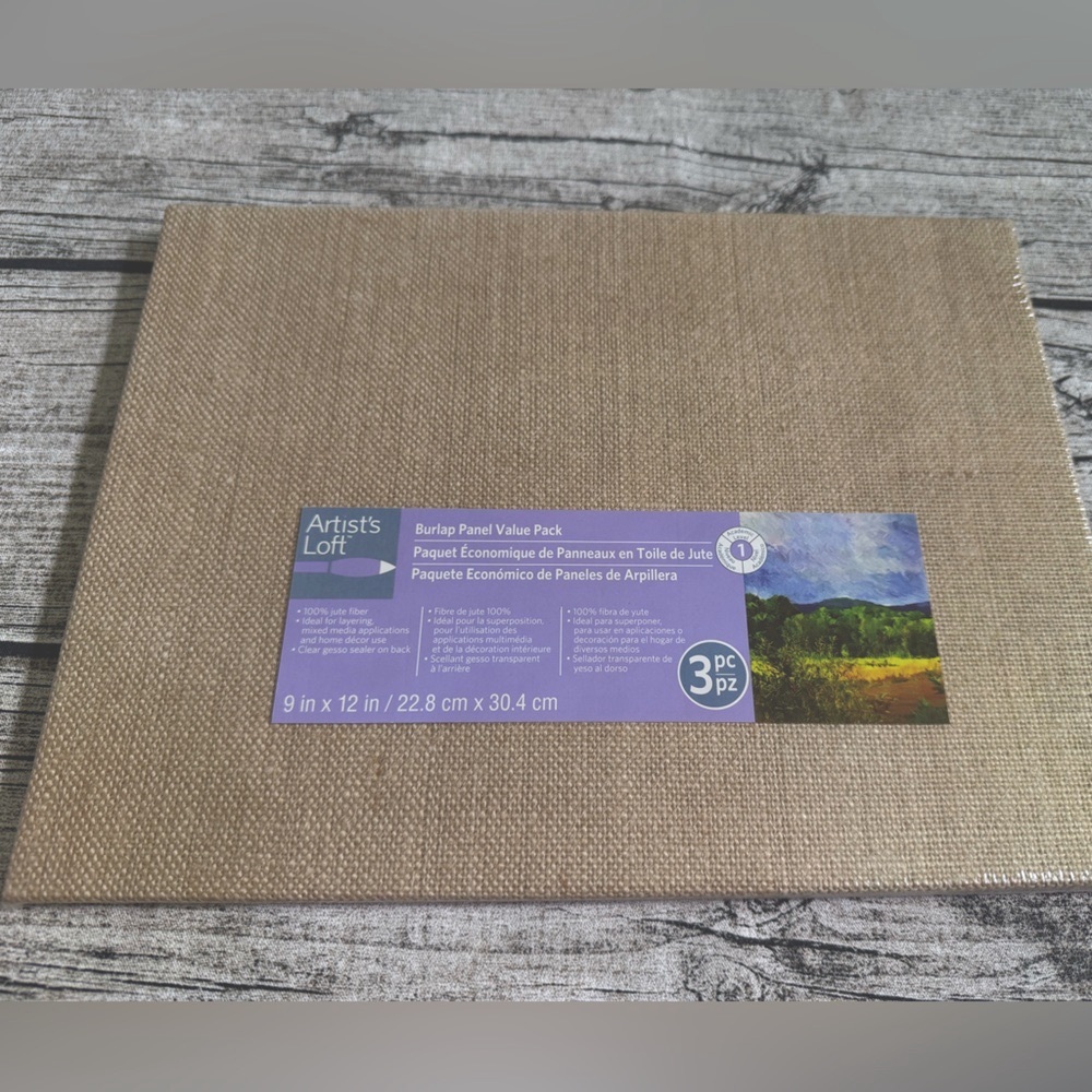 NWT. Burlap panel value pack. 3-pc. New, unopened package. 9 x 12 in panel